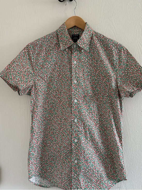 J. Crew Other - J.Crew Flex Washed Floral Button Down Shirt Mens Small StretchCotton Short Sleev